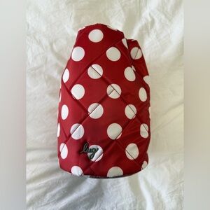 LUG Tumbler Pouch Quilted Red/ White Polka Dot Logo Bottle Bag | Minnie Mouse
